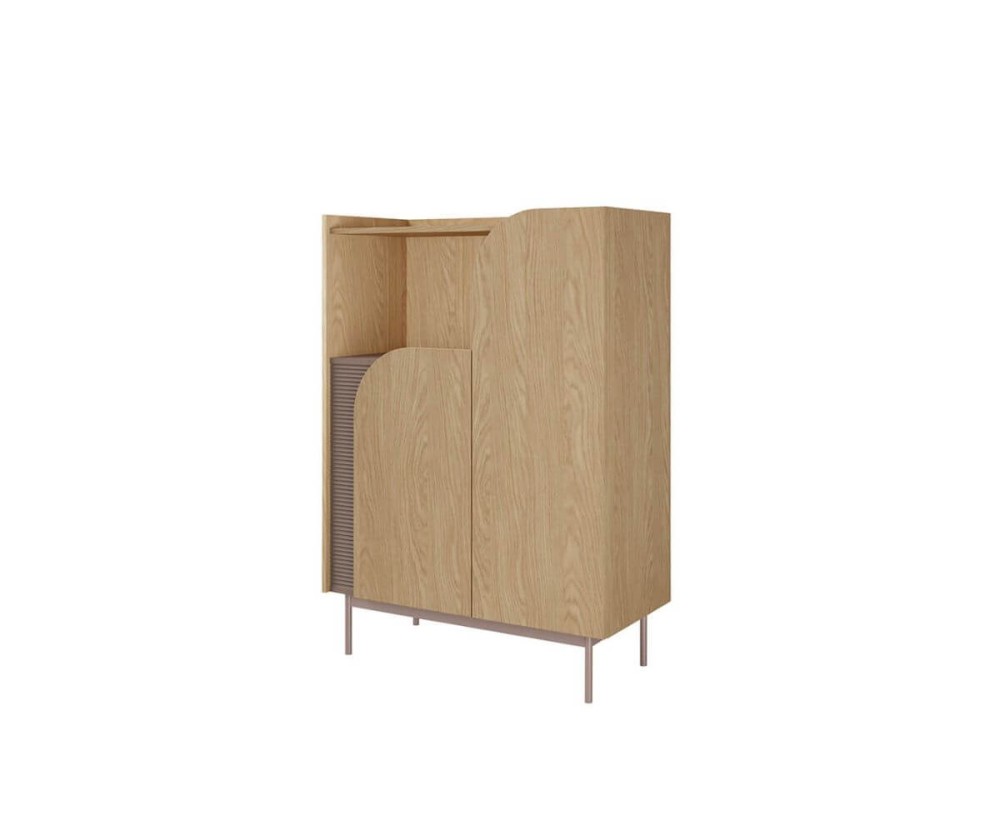 Niedriges Regal Breite 92 cm, Sideboard auf Metallfüßen, Eiche Spring / Toffee, KARMEL 5 Niedriges Regal Breite 92 cm, Sideboard auf Metallfüßen, Eiche Spring / Toffee, KARMEL 5