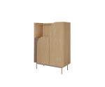 Niedriges Regal Breite 92 cm, Sideboard auf Metallfüßen, Eiche Spring / Toffee, KARMEL 5 Niedriges Regal Breite 92 cm, Sideboard auf Metallfüßen, Eiche Spring / Toffee, KARMEL 5