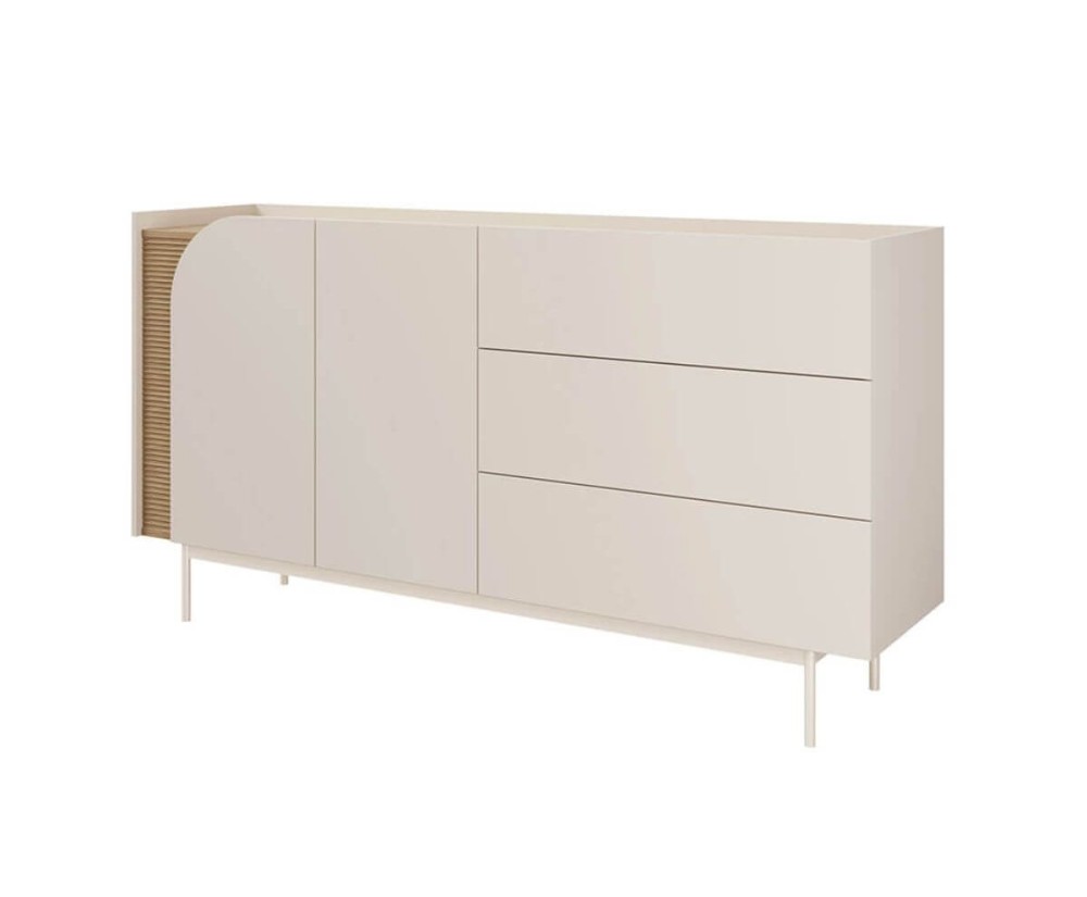 Moderne Kommode 172 cm auf Metallfüßen, Sideboard in Macadamia / Eiche Spring KARMEL 6 Moderne Kommode 172 cm auf Metallfüßen, Sideboard in Macadamia / Eiche Spring KARMEL 6