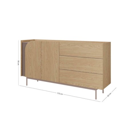 Funktionale Kommode Breite 172 cm 2-türig mit 3 Schubladen, Sideboard in Eiche Frühling / Toffee, KARMEL 6
