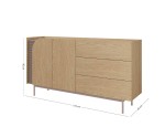 Funktionale Kommode Breite 172 cm 2-türig mit 3 Schubladen, Sideboard in Eiche Spring / Toffee, KARMEL 6 Funktionale Kommode Breite 172 cm 2-türig mit 3 Schubladen, Sideboard in Eiche Spring / Toffee, KARMEL 6