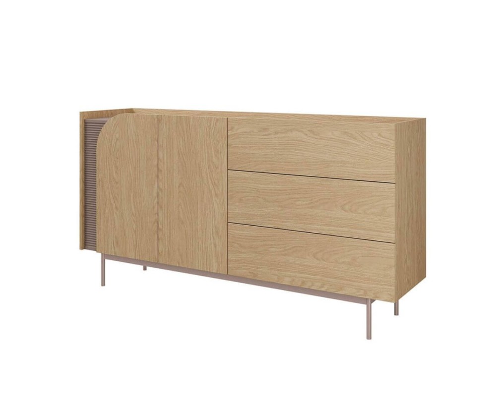 Funktionale Kommode Breite 172 cm 2-türig mit 3 Schubladen, Sideboard in Eiche Spring / Toffee, KARMEL 6 Funktionale Kommode Breite 172 cm 2-türig mit 3 Schubladen, Sideboard in Eiche Spring / Toffee, KARMEL 6