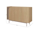 Funktionale Kommode 132 cm 3-türig, Sideboard in Eiche Spring / Toffee, KARMEL 7