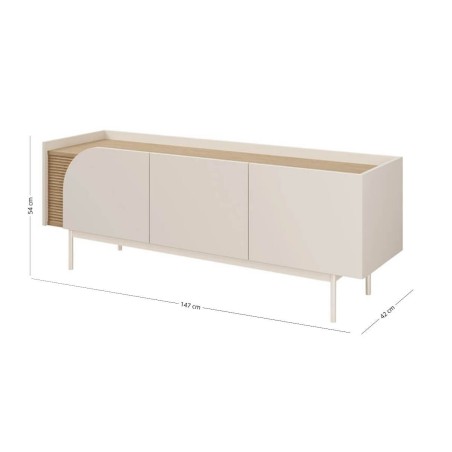 TV Schrank 147 cm 3-türig, TV Lowboard in Macadamia / Eiche Spring, KARMEL 10