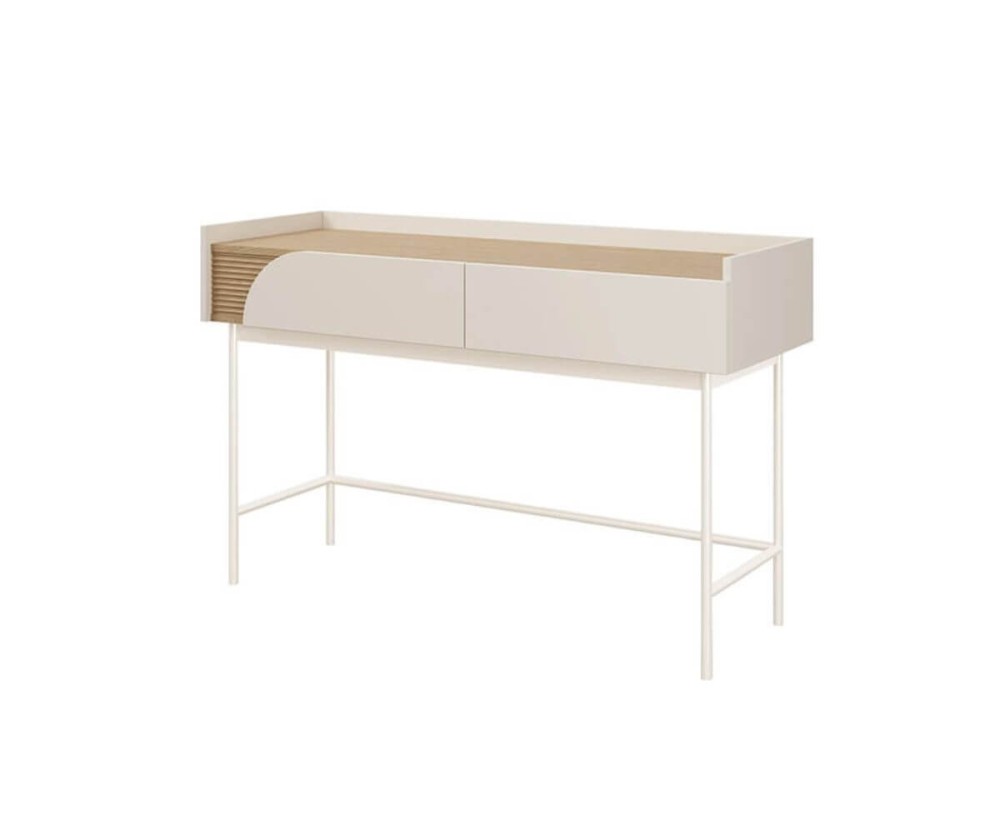 Elegante Konsole für Wohnzimmer oder Schlafzimmer, Schminktisch in Macadamia / Eiche Spring, KARMEL 11 Elegante Konsole für Wohnzimmer oder Schlafzimmer, Schminktisch in Macadamia / Eiche Spring, KARMEL 11