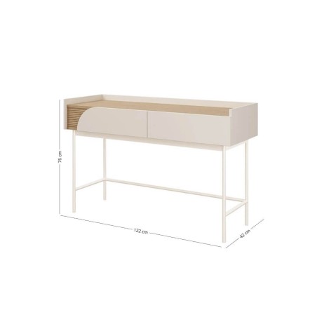 Elegante Konsole für Wohnzimmer oder Schlafzimmer, Schminktisch in Macadamia / Eiche Spring, KARMEL 11