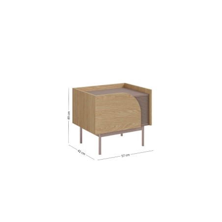 Nachttisch links, 57 cm breit, Nachtkonsole in Eiche Spring / Toffee, KARMEL 13L