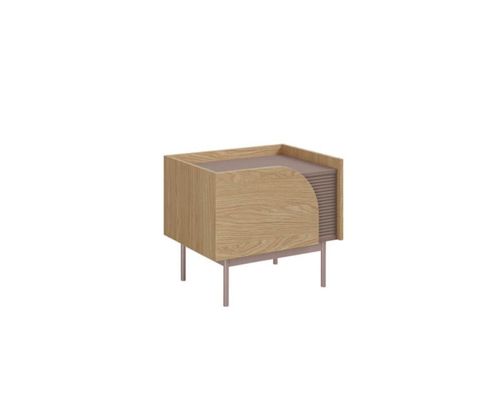 Nachttisch links, 57 cm breit, Nachtkonsole in Eiche Spring / Toffee, KARMEL 13L