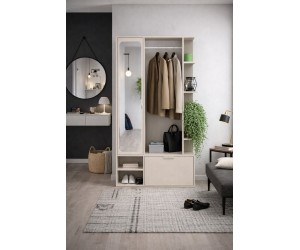 Garderobenset für den Eingangsbereich mit Spiegel und Schuhschrank, Kaschmir, NALA G1