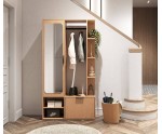 Flurset mit Spiegel und Schuhschrank in der Farbe Eiche Bookmatch, Flurgarderobe NALA G1