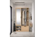 Flurset mit Spiegel und Schuhschrank in der Farbe Eiche Bookmatch, Flurgarderobe NALA G1
