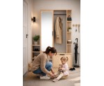 Flurset mit Spiegel und Schuhschrank in der Farbe Eiche Bookmatch, Flurgarderobe NALA G1
