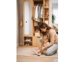 Flurset mit Spiegel und Schuhschrank in der Farbe Eiche Bookmatch, Flurgarderobe NALA G1