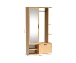 Flurset mit Spiegel und Schuhschrank in der Farbe Eiche Bookmatch, Flurgarderobe NALA G1