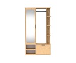 Flurset mit Spiegel und Schuhschrank in der Farbe Eiche Bookmatch, Flurgarderobe NALA G1