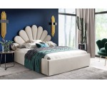 Jugendbett 100x200 cm mit Muschel-Kopfteil, Lattenrost mit Metallrahmen, Polsterbett SHELL