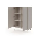 Hohe Kommode 96,7 cm breit zweitürig, Sideboard in Kaschmir auf Metallfüßen, MADERO A