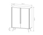 Hohe Kommode 96,7 cm breit zweitürig, Sideboard in Kaschmir auf Metallfüßen, MADERO A