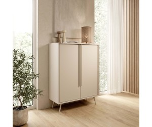 Hohe Kommode 96,7 cm breit zweitürig, Sideboard in Kaschmir auf Metallfüßen, MADERO A