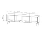TV Board 186,5 cm breit, 4-türig, TV Schrank in Kaschmir auf Metallfüßen, MADERO C