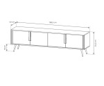 TV Board 186,5 cm breit, 4-türig, TV Schrank in Kaschmir auf Metallfüßen, MADERO C