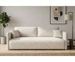 Modernes Sofa mit Schlaffunktion und Stauraum, schmale Armlehnen, Stoff ARAGON 01 creme, MAGNUM K2