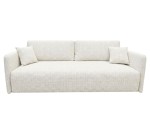 Modernes Sofa mit Schlaffunktion und Stauraum, schmale Armlehnen, Stoff ARAGON 01 creme, MAGNUM K2