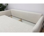 Modernes Sofa mit Schlaffunktion und Stauraum, schmale Armlehnen, Stoff ARAGON 01 creme, MAGNUM K2