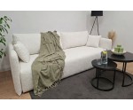 Modernes Sofa mit Schlaffunktion und Stauraum, schmale Armlehnen, Stoff ARAGON 01 creme, MAGNUM K2
