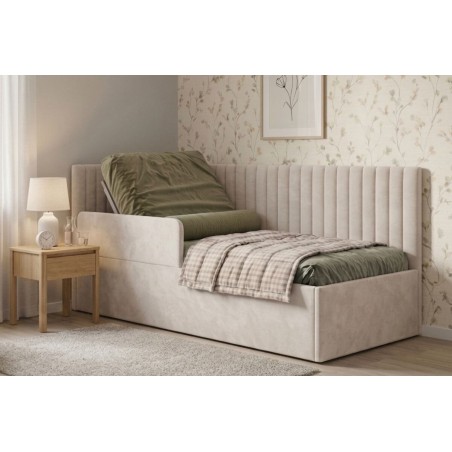 Seniorenbett 90x200 cm universal mit verstellbarem Lattenrost per Fernbedienung und RAUSFALLSCHUTZ, CARLOS SEB