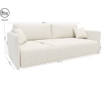 Modernes Sofa mit Schlaffunktion und Stauraum, schmale Armlehnen, Stoff ARAGON 01 creme, MAGNUM K2