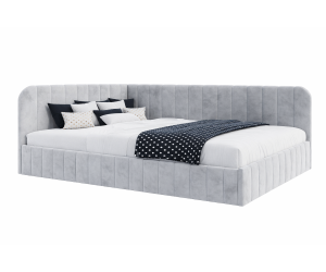 Eckbett 140x200 cm mit Bettkasten und Lattenrost für Schlafzimmer, Doppelbett für Dachschräge, MARIO SM 02