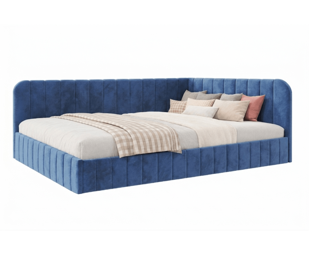 Eckbett 140x200 cm mit Bettkasten und Lattenrost für Schlafzimmer, Doppelbett für Dachschräge, MARIO SM 02 Eckbett 140x200 cm mit Bettkasten und Lattenrost für Schlafzimmer, Doppelbett für Dachschräge, MARIO SM 02