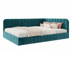 Eckbett 140x200 cm mit Bettkasten und Lattenrost für Schlafzimmer, Doppelbett für Dachschräge, MARIO SM 02