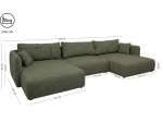 Komfortable Wohnlandschaft in U-Form mit Schlaffunktion und Bettkasten, Stoff ARAGON - Farbvarianten, MAGNUM U2