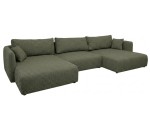 Komfortable Wohnlandschaft in U-Form mit Schlaffunktion und Bettkasten, Stoff ARAGON - Farbvarianten, MAGNUM U2