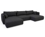 Komfortable Wohnlandschaft in U-Form mit Schlaffunktion und Bettkasten, Stoff ARAGON - Farbvarianten, MAGNUM U2