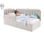 Kinderbett 90x200 cm mit RAUSFALLSCHUTZ, Jugendbett mit Bettkasten und Lattenrost, universal, TIMON SMB