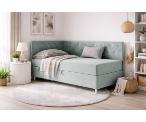 Einzelbett 100x200 cm, Polsterbett mit Kristallen am Kopfteil und an der Seitenblende, PRINCESS 2M
