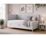 Schlafcouch 90x200 cm, Einzelbett mit Kristallen am Kopfteil und an der Rückenlehne, PRINCESS 2M Schlafcouch 90x200 cm, Einzelbett mit Kristallen am Kopfteil und an der Rückenlehne, PRINCESS 2M