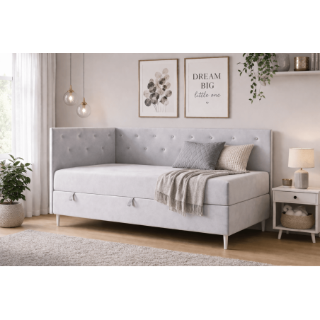 Schlafcouch 90x200 cm, Einzelbett mit Kristallen am Kopfteil und an der Rückenlehne, PRINCESS 2M