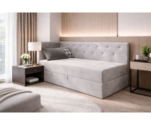 Kontinentalbett 90x200 cm im Glamour-Stil, Bonell-Matratze und Bettkasten, PRINCESS 3M