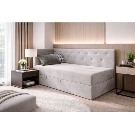 Kontinentalbett 90x200 cm im Glamour-Stil, Bonell-Matratze und Bettkasten, PRINCESS 3M