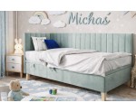 Einzelbett 80x200 cm mit Bettkasten für Kinderzimmer, vertikale Nähte, ohne Matratze, AMELIA 1R Einzelbett 80x200 cm mit Bettkasten für Kinderzimmer, vertikale Nähte, ohne Matratze, AMELIA 1R