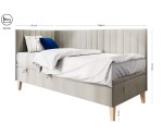 Einzelbett 80x200 cm mit Bettkasten für Kinderzimmer, vertikale Nähte, ohne Matratze, AMELIA 1R Einzelbett 80x200 cm mit Bettkasten für Kinderzimmer, vertikale Nähte, ohne Matratze, AMELIA 1R