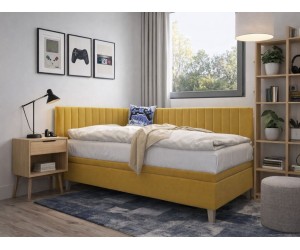 Polsterbett 90x200 cm mit Stauraum, Kinder- & Jugendbett mit Sofafunktion, ohne Matratze, AMELIA 1R