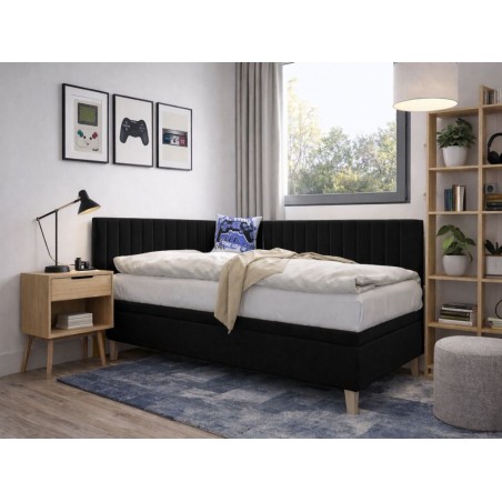 Gepolstertes Eckbett 100x200 cm mit Bettkasten, ohne Matratze, AMELIA 1R