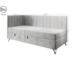 Polsterbett 90x200 cm mit Matratze, Einzelbett auf Metallfüßen, AMELIA 2M