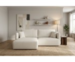 Modernes Ecksofa in L-Form mit Schlaffunktion & Bettkasten, Stoff ARAGON Creme, MAGNUM N2