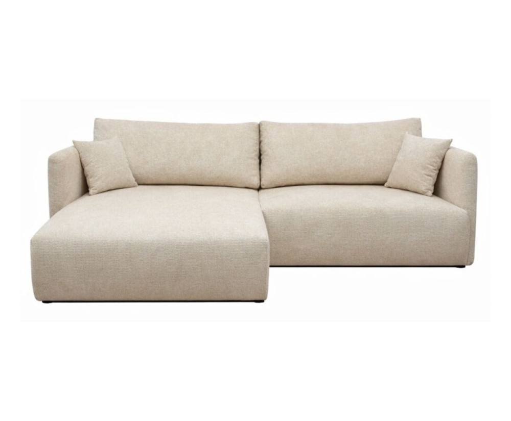 Elegantes Ecksofa in L-Form mit Schlaffunktion & Stauraum, Stoff ARAGON Beige, MAGNUM N2